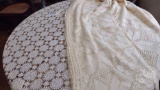 (2) TABLECLOTH AND CROTCHED BEDSPREAD