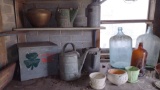 WATERING CANS, TUBS, POTS, WIRE FENCE,HAND TOOLS; CONTENTS OF WEST