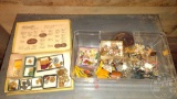 JEWELRY, CUFFLINKS, PINS; (2) BOXES