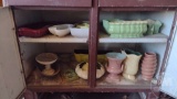 POTTERY; CONTENTS OF METAL CABINET