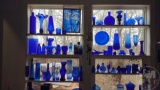 BLUE GLASSWARE, STAINED GLASS