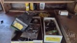 AIR COMPRESSOR, BATTERY CHARGERS, SOCKETS, SMALL VISE, SAWS; CONTENTS OF