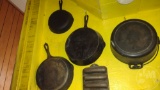 CAST IRON SKILLETS, KETTLES, GRIDDLES, (1) GRISWOLD NO. 7; THIS