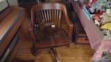 WOOD SWIVEL CHAIR WITH CASTERS