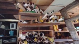 ROLLED UP PRINTS; CONTENTS OF BOX AND SHELVES