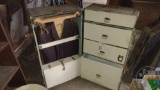 WARDROBE TRUNK WITH CONTENTS, WOOD CONTAINER