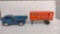 RICHMOND SCALE MODEL TOY BLUE DUMP TRUCK AND CATTLE TRAILER,