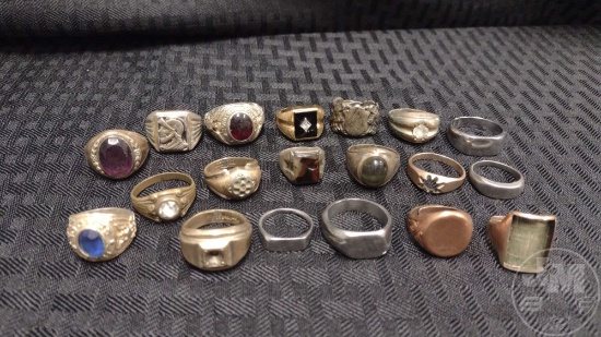 (19) RINGS: 10K GOLD RING, 5.3 DWT, (1) STERLING AND