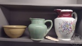 POTTERY BOWL AND PITCHER