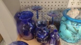 BLUE GLASS, STEMWARE, SEA SHELLS AND B&G PLATE