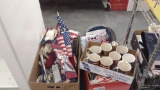 RED, WHITE, AND BLUE DECORATIONS. 3 BOXES