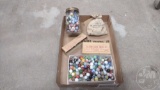 MARBLES IN BOX, JAR, AND BAG, ARMY BLACK SMOKELESS BULLETS