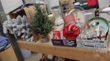 HOLIDAY DISHES, 3 BOXES AND CHRISTMAS TREES AND STAND