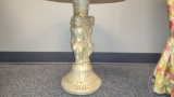 END TABLE WITH CHERUB PEDESTAL AND GARDEN STATUARY