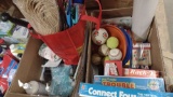 CLEANING SUPPLIES, BOARD GAMES, BALLS, MEDICAL SUPPLIES, 4 BOXES