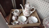 LEFTON DISHES, CUPS AND SAUCERS. ALL ON SHELF
