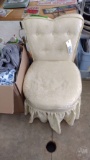 VINTAGE SLIPPER CHAIR, STAINED