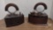 (2) VINTAGE CHARCOAL IRON