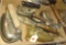 VARIOUS VINTAGE IRONS SOME WITH WOODEN HANDLES, (1) GAPPEL GAS