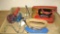 3 VINTAGE ELECTRIC TRAVEL IRONS, (1) RED UNIVERSAL TRAVEL IRON