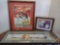 VINTAGE FRAMED ADVERTISING , PRINTS, LARGEST IS 19