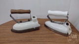 (3) VINTAGE ELECTRIC IRONS, SOME WITH WOODEN HANDLES AND SOME