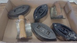 VINTAGE FLUTING IRONS AND SAD IRONS