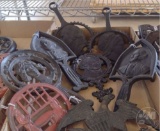 VINTAGE METAL TRIVETS, LARGEST IS ABOUT 10