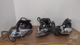 (3) VINTAGE PROCTOR ELECTRIC IRONS, ONE HAS CORD DAMAGE