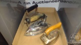 VINTAGE ACME ELECTRIC HEATER WITH OTHER ELECTRIC IRONS, NO CORDS