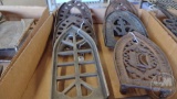 VINTAGE METAL TRIVETS, LARGEST IS 8