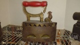 VINTAGE CHARCOAL IRON WITH CHICKEN KNOB