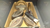 VINTAGE PRESSING IRON, SOME WITH WOOD HANDLES