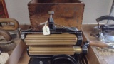 VINTAGE CROWN FLUTING MACHINE WITH BOX AND TONGS AND HEATING