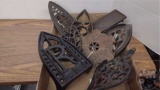 VINTAGE METAL TRIVETS, LARGEST IS 9