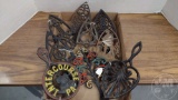 VINTAGE METAL TRIVETS, LARGEST IS 9