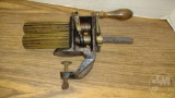 VINTAGE FLUTER IRON WITH CLAMP AND HAND CRANK, INCLUDES ONE