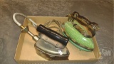 VINTAGE IRONS, (1) KENRICK & SONS GEEN ENAMEL WITH PORCELAIN