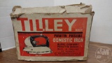 VINTAGE TILLEY GAS IRON IN BOX WITH ACCESSORIES