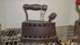 VINTAGE CHARCOAL IRON WITH HEAD KNOB