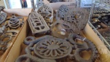 VINTAGE METAL TRIVETS, LARGEST IS 9