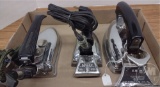 VINTAGE ELECTRIC IRONS, (1) KM TEL-A-MATIC MISSING CORD, (1) SINGER,