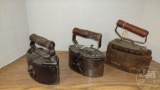 (3) VINTAGE CHARCOAL IRONS