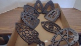 VINTAGE METAL TRIVETS, LARGEST IS ABOUT 8