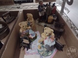 VINTAGE SNUGGLE BEAR FIGURINES, PENCIL SHARPENERS, CERAMIC TAILOR FIGURINE