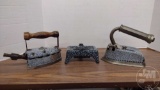 VINTAGE ENAMEL NATURAL GAS IRONS, HEATER