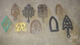 VINTAGE METAL TRIVETS, LARGEST IS ALMOST 10