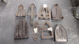 VINTAGE METAL TRIVETS, LARGEST IS 11