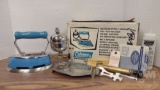 VINTAGE COLEMAN INSTANT LIGHTING GAS IRON WITH ORGINAL BOX NEVER