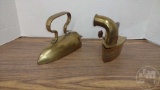 (2) VINTAGE BRASS IRONS, ONE CHARCOAL, ONE SLUG FIRED